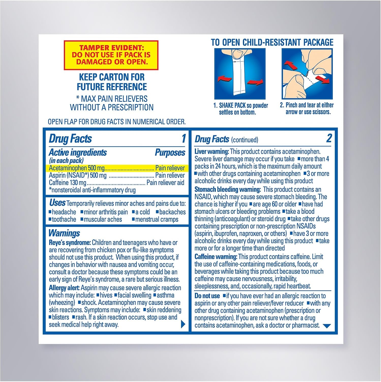 image:imageGoodys Max Triple Action Pain Relief Tropical Citrus Powder 16 Ct