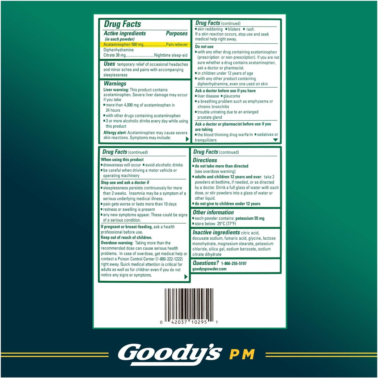 image:imageGoodys PM Nighttime Powder Pain Reliever amp Sleep Aid 6 Count Pack of 126 Count Pack of 12