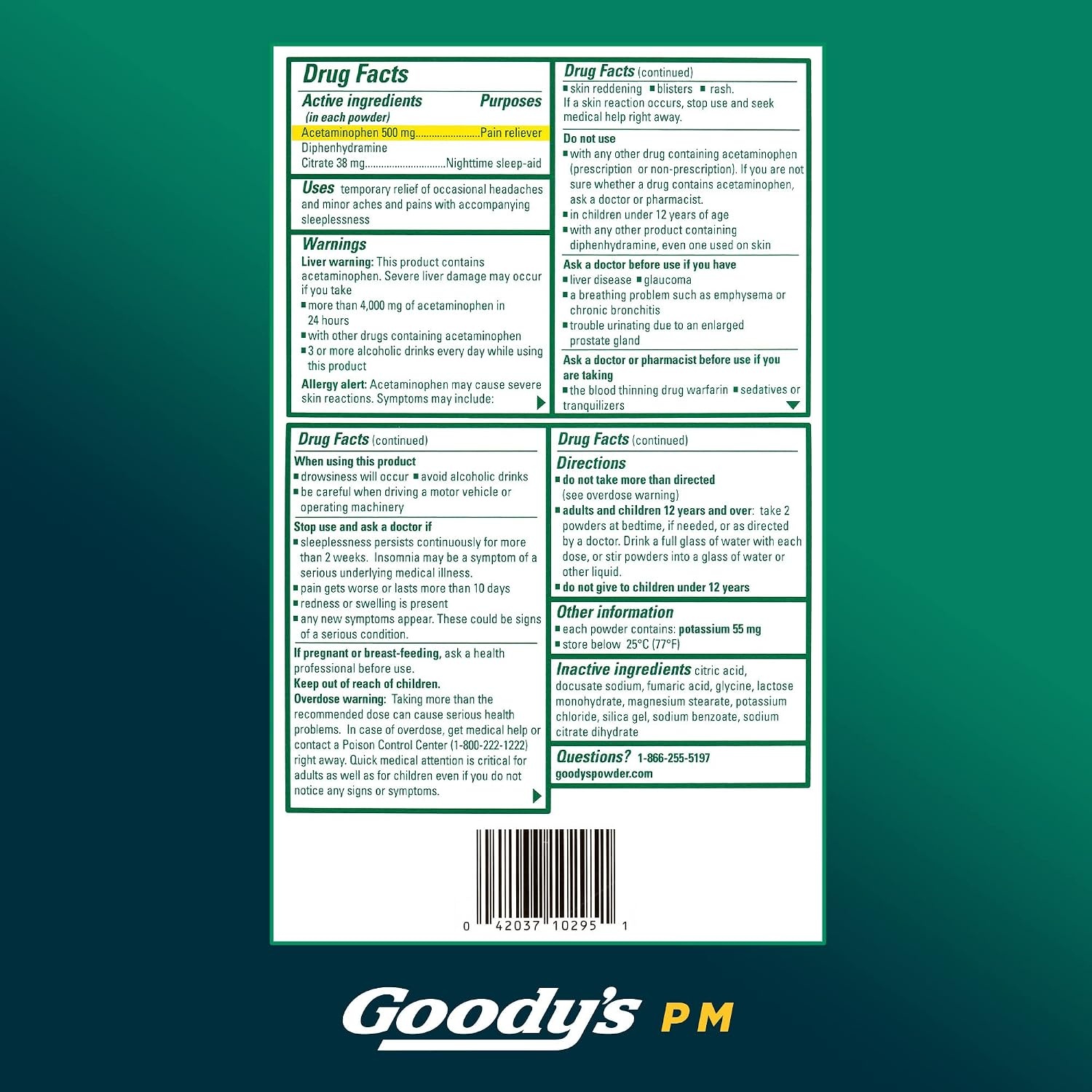 image:imageGoodys PM Nighttime Powder Pain Reliever amp Sleep Aid 6 Count Pack of 126 Count Pack of 12