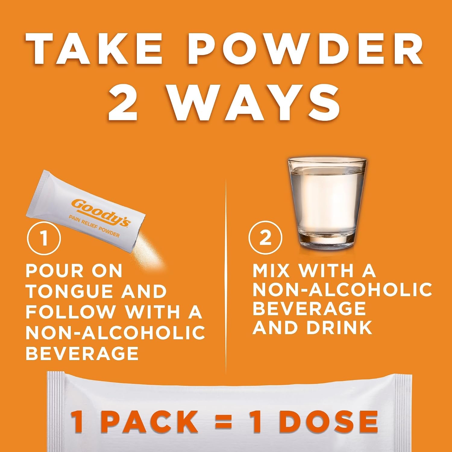 image:imageGoodys Triple Action Pain Relief Cool Orange Powder 4 Count Pack of 624 Count Pack of 1