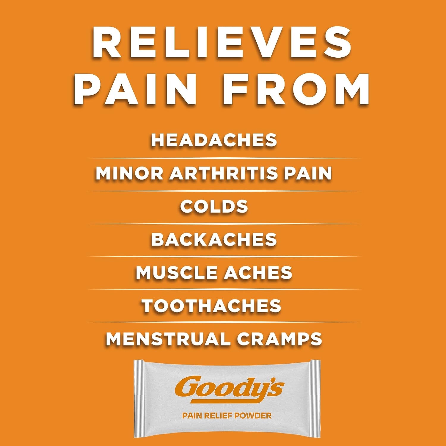 image:imageGoodys Triple Action Pain Relief Cool Orange Powder 4 Count Pack of 624 Count Pack of 1
