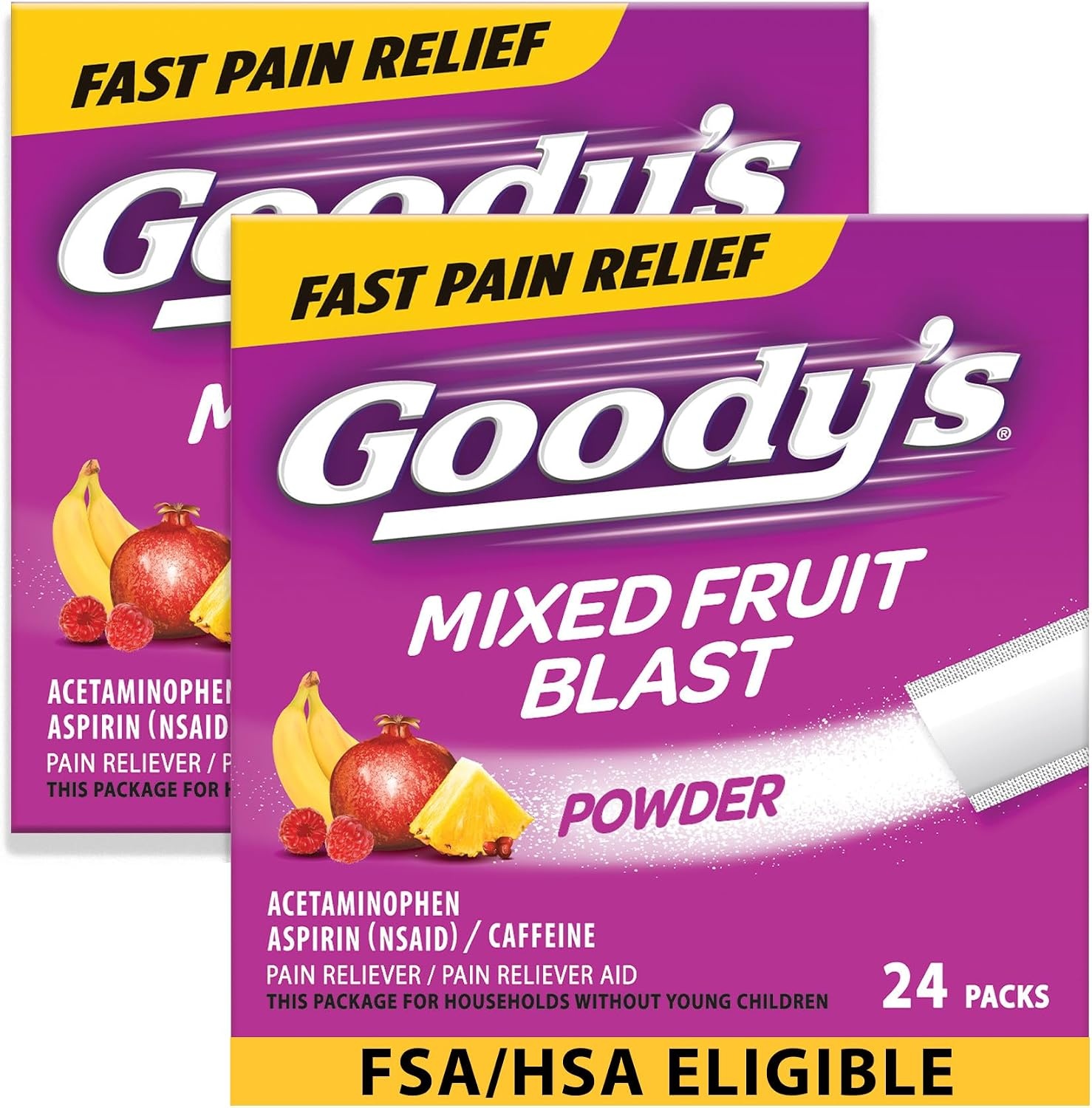 image:imageGoodys Triple Action Pain Relief Cool Orange Powder 4 Count Pack of 624 Count Pack of 2