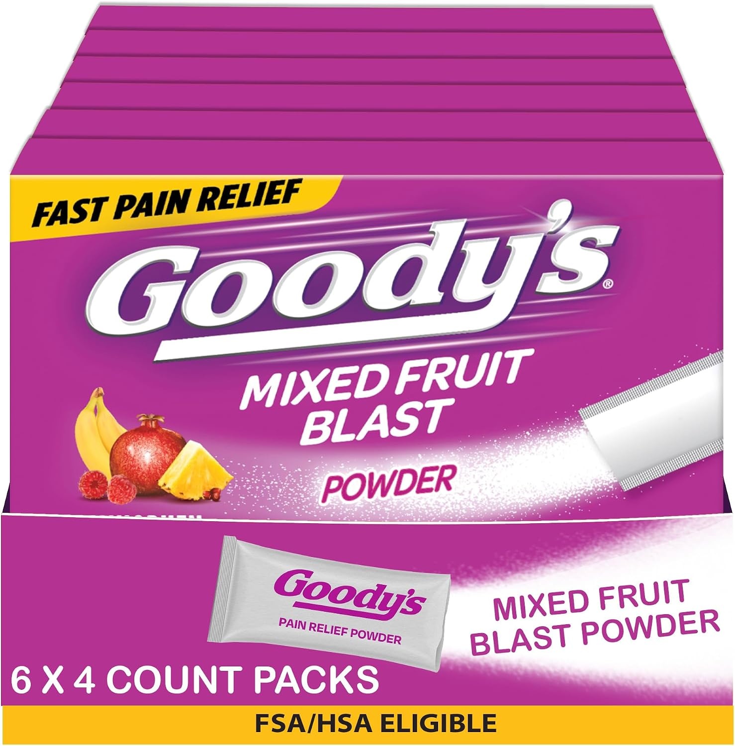 image:imageGoodys Triple Action Pain Relief Cool Orange Powder 4 Count Pack of 6Pack of 6
