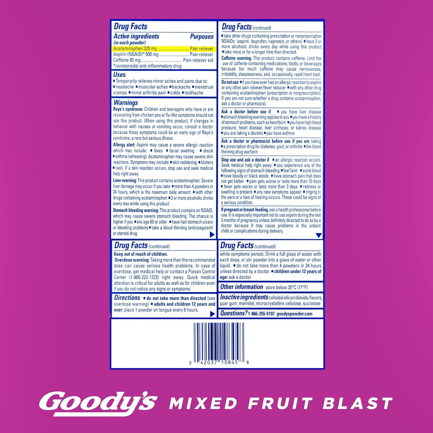 image:imageGoodys Triple Action Pain Relief Cool Orange Powder 4 Count Pack of 6Pack of 6