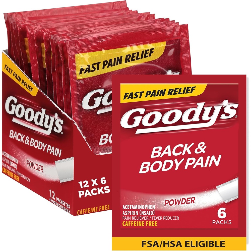image:imageGoodys Back and Body Pain Relief Powder Dual Action 6 Count Pack of 12Pack of 12