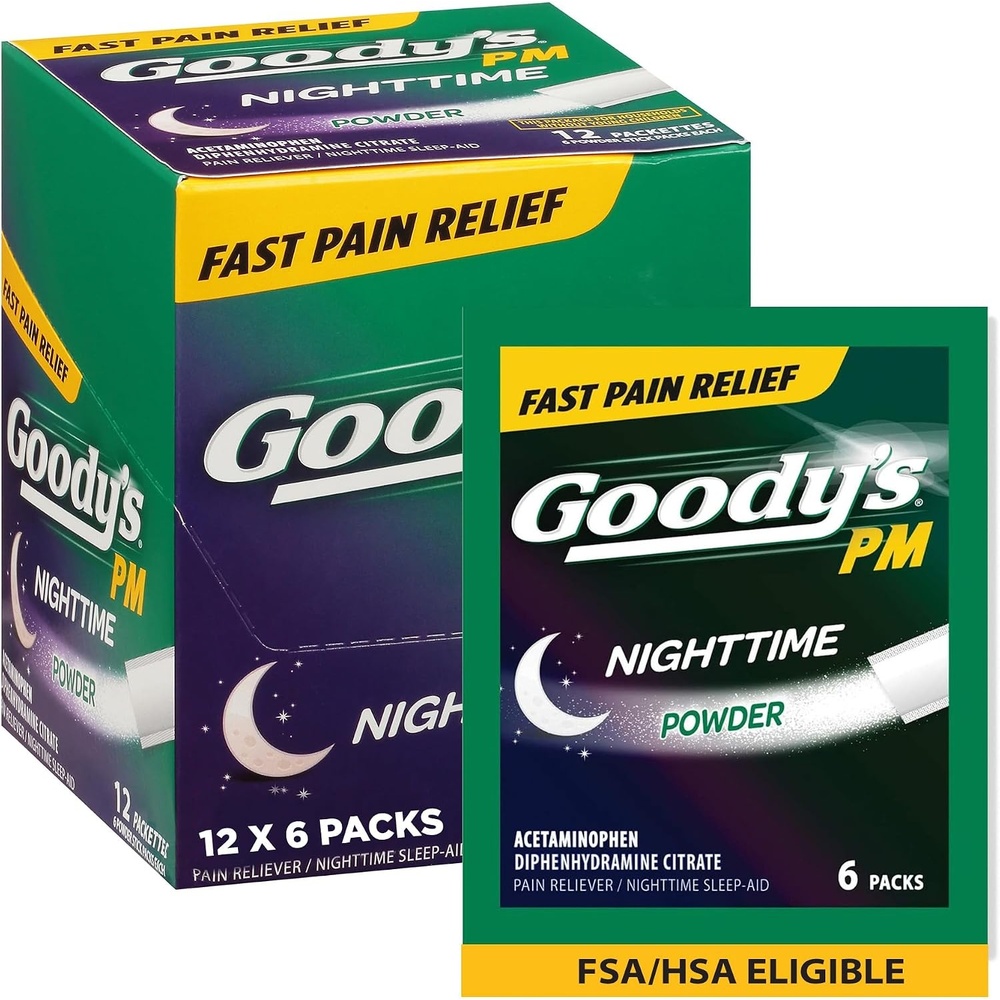 image:imageGoodys PM Nighttime Powder Pain Reliever amp Sleep Aid 6 Count Pack of 126 Count Pack of 12