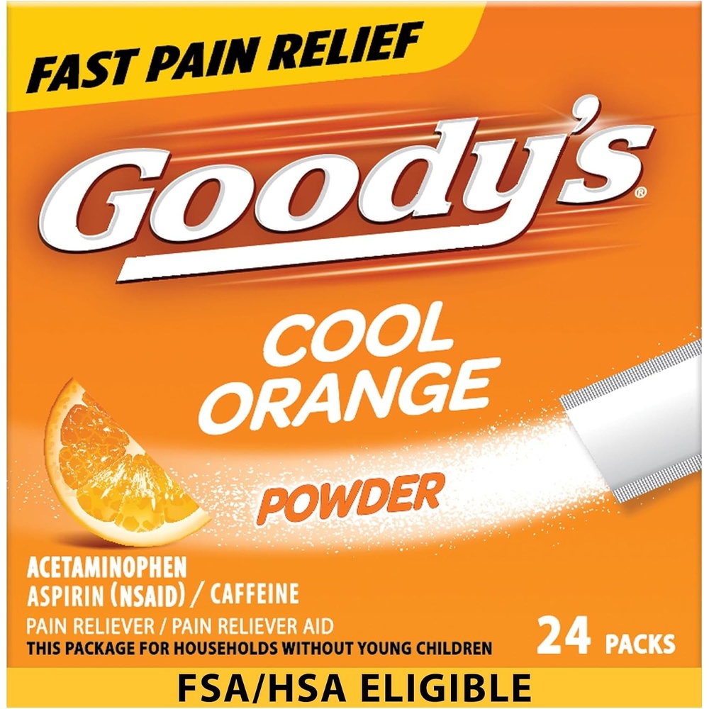 image:imageGoodys Triple Action Pain Relief Cool Orange Powder 4 Count Pack of 624 Count Pack of 1