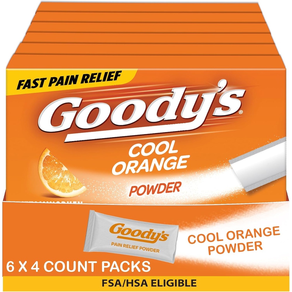 image:imageGoodys Triple Action Pain Relief Cool Orange Powder 4 Count Pack of 6Pack of 6